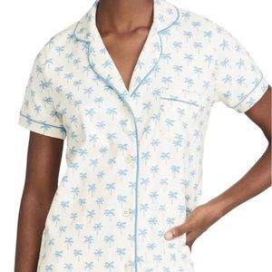 Faherty × Roller Rabbit Women's Blue and White Palm Tree Print Size Small